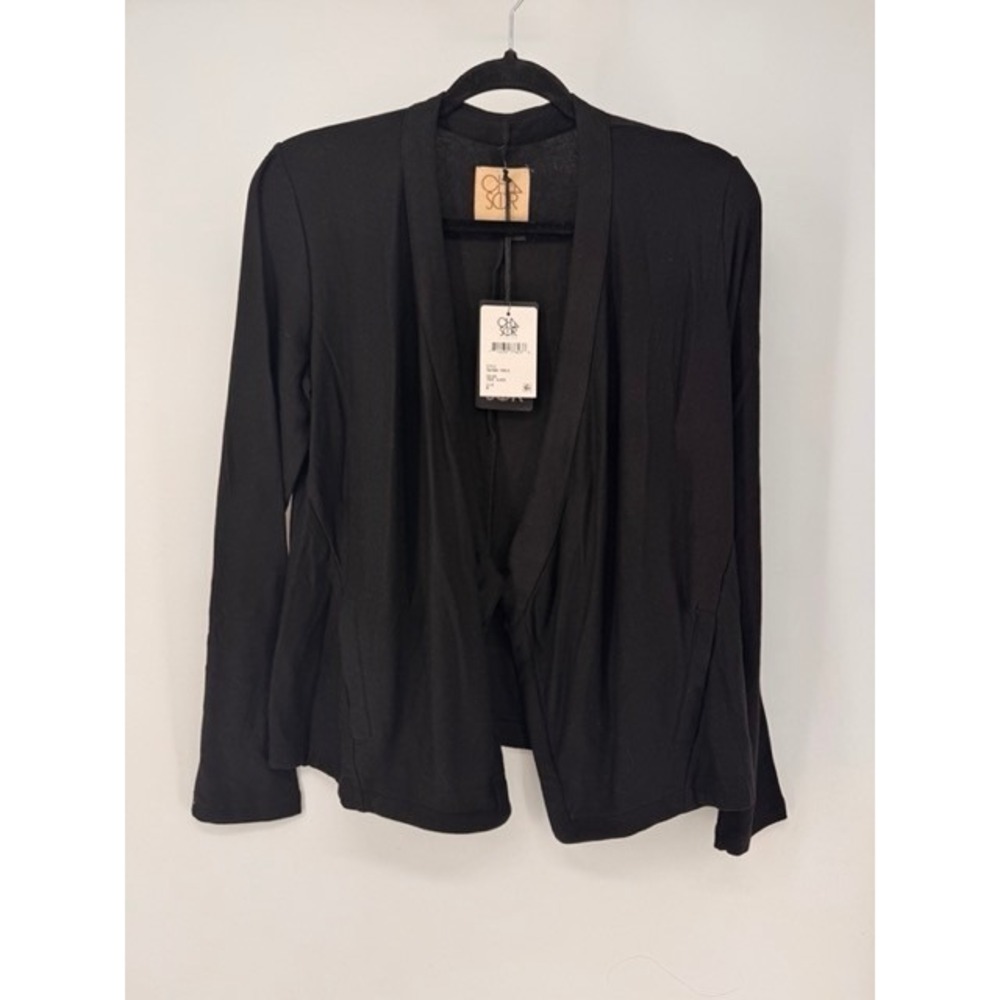 Chaser NEW Womens Black Drape Front Open Cardigan Sweater MEDIUM Minimalist
